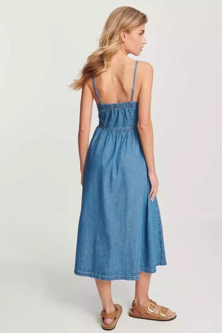 Chic Sleeveless Denim Dress - View 3 | VelvetHem