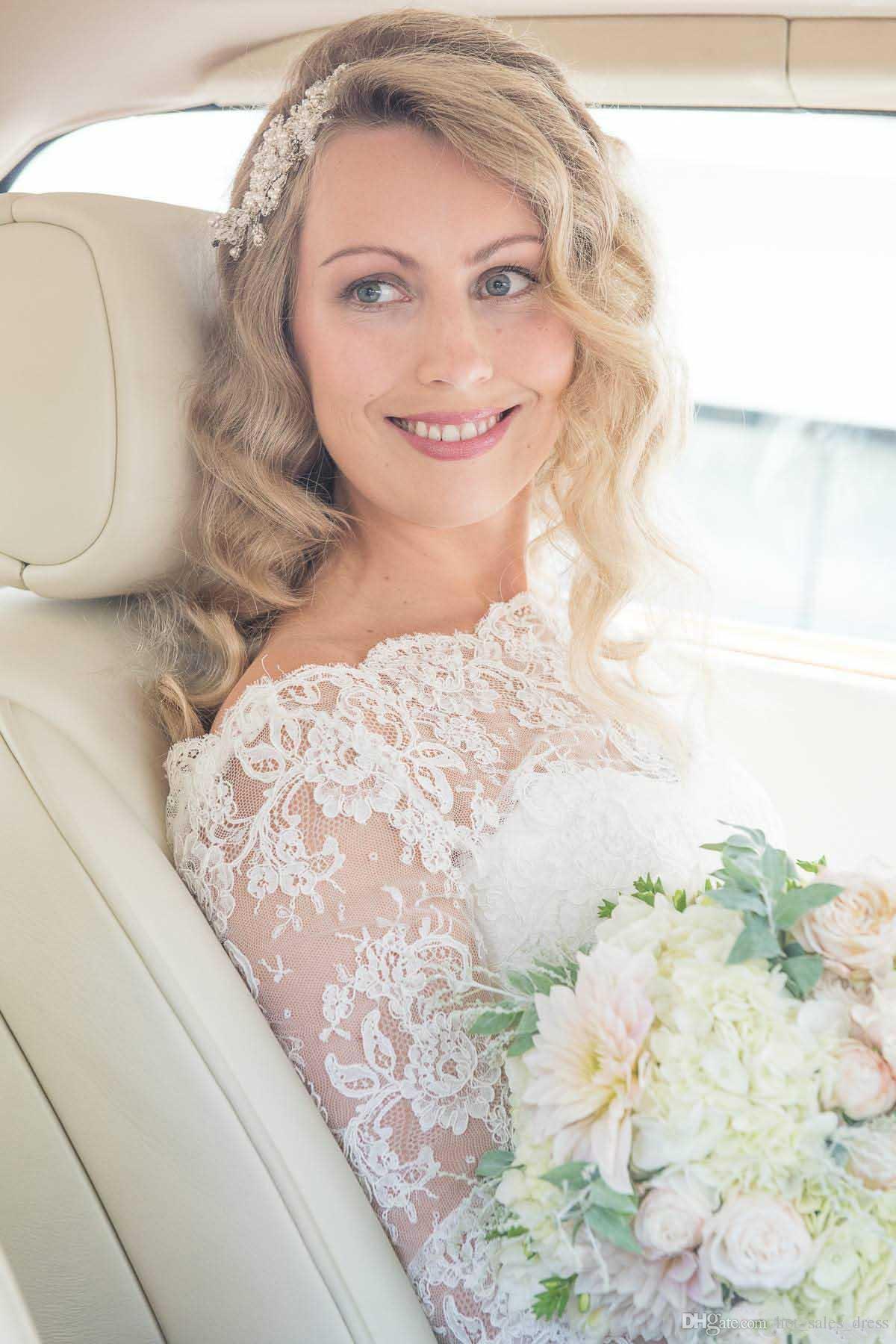 A Line Half Sleeve Lace Beach Wedding Dress Off Shoulder V Back Bohemian Bridal Gown