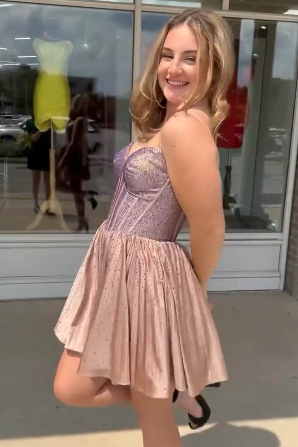 A Line Homecoming Dresses Beaded Corset Short Cocktail Dresses