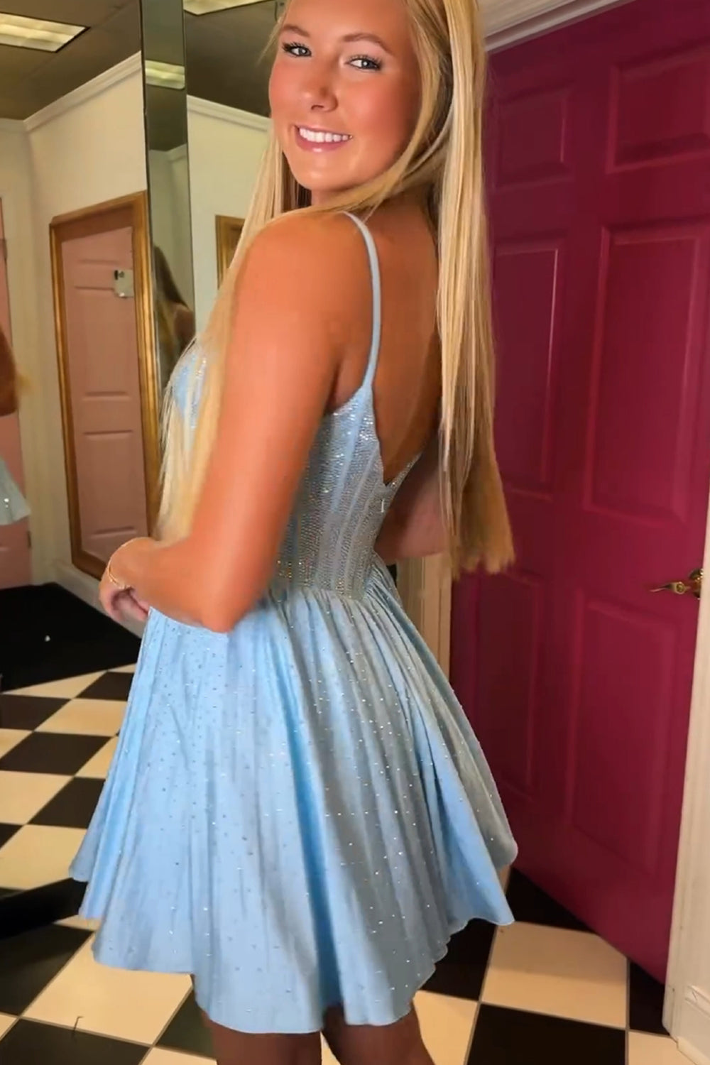 A Line Homecoming Dresses Beaded Corset Short Cocktail Dresses