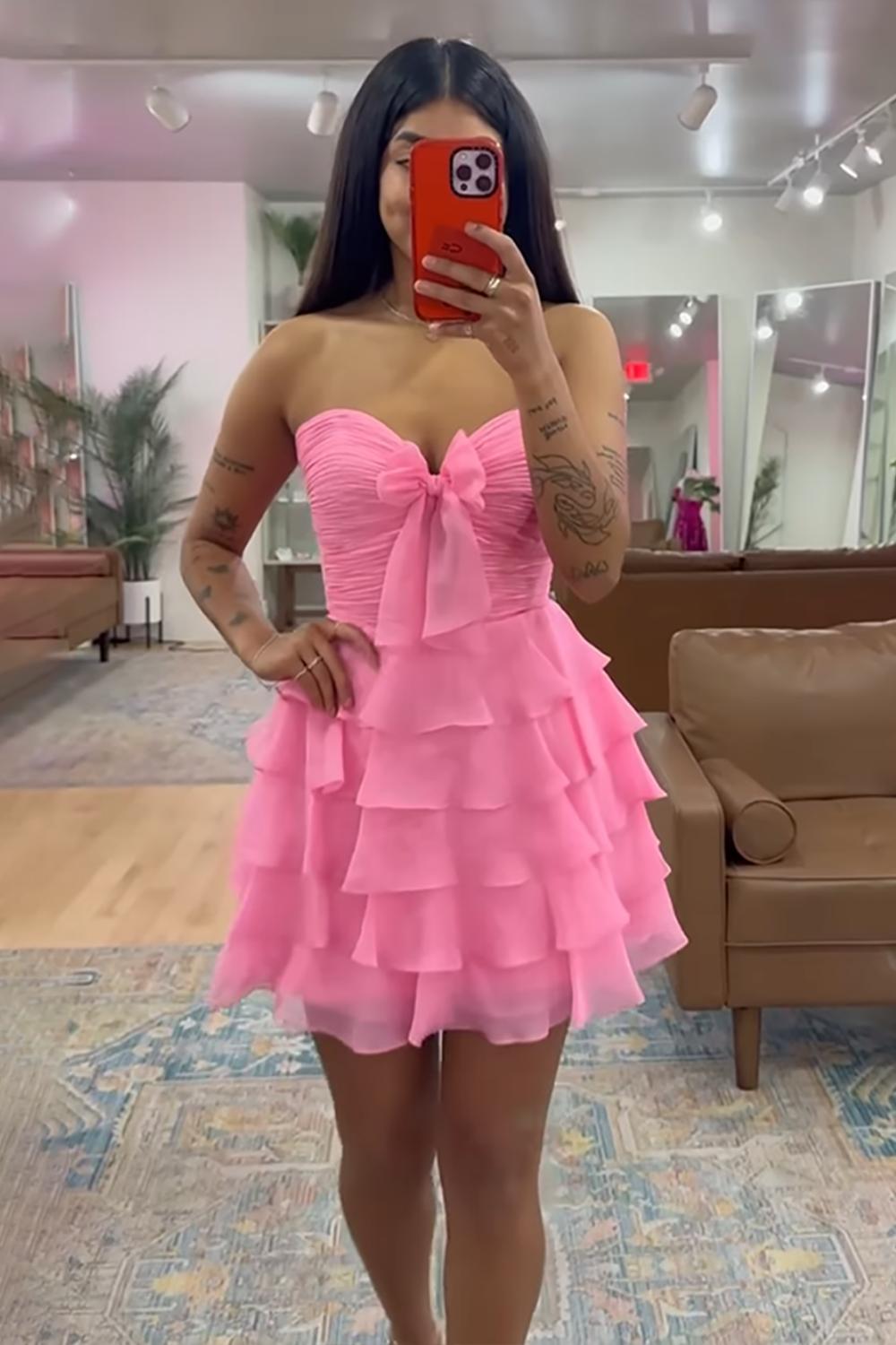 A Line Homecoming Dresses Blue Tulle Sweetheart Tiered Cocktail Dresses