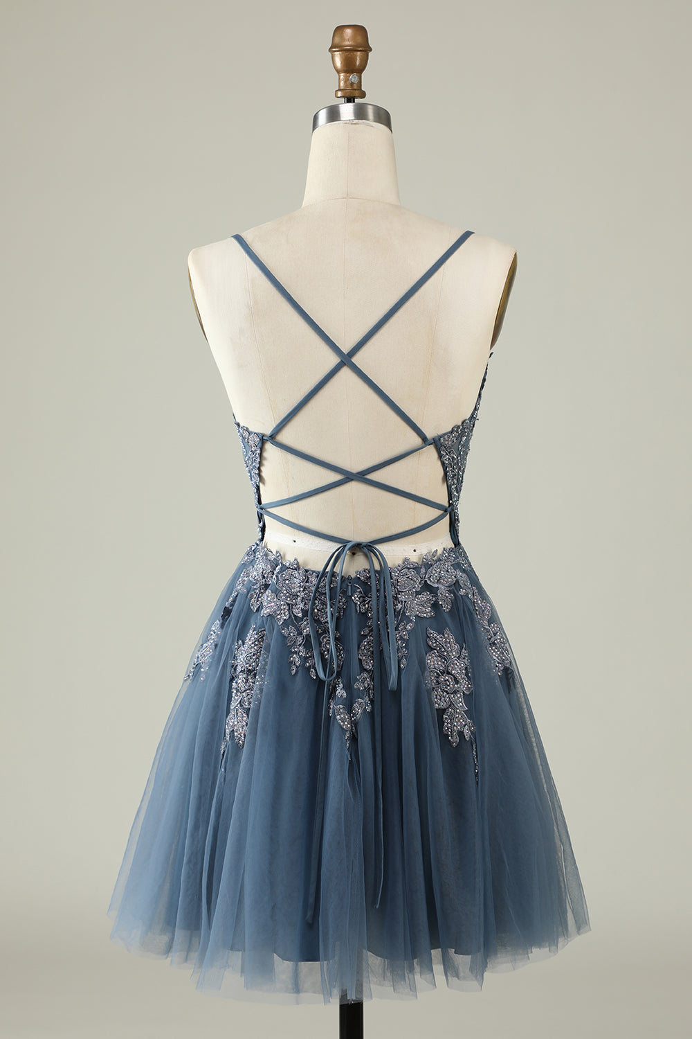 A Line Homecoming Dresses Spaghetti Straps Short Cocktail Dresses with Appliques