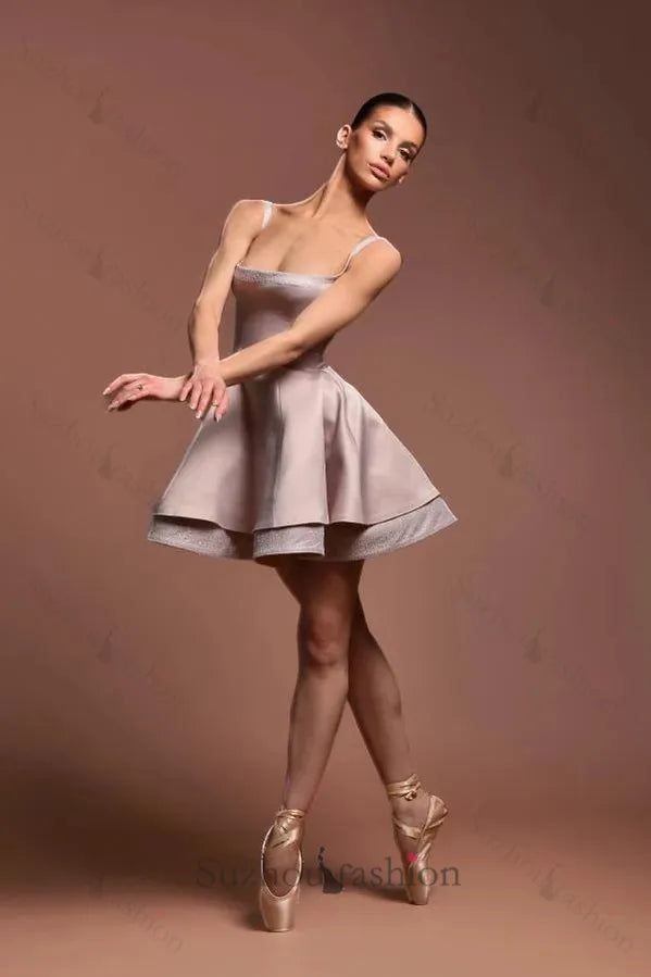 A Line Square Neck Homecoming Dress Short Cocktail Dresses