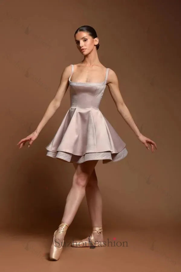 A Line Square Neck Homecoming Dress Short Cocktail Dresses