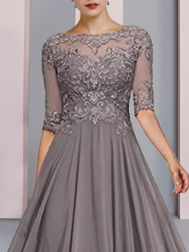 A-Line/Princess Scoop Floor-Length Mother of the Bride Dresses - View 2 | FashionDia