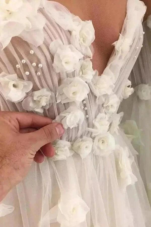A-line Sweetheart 3D Flowers Wedding Dress Bridal Gown With Beading (ZD16219)