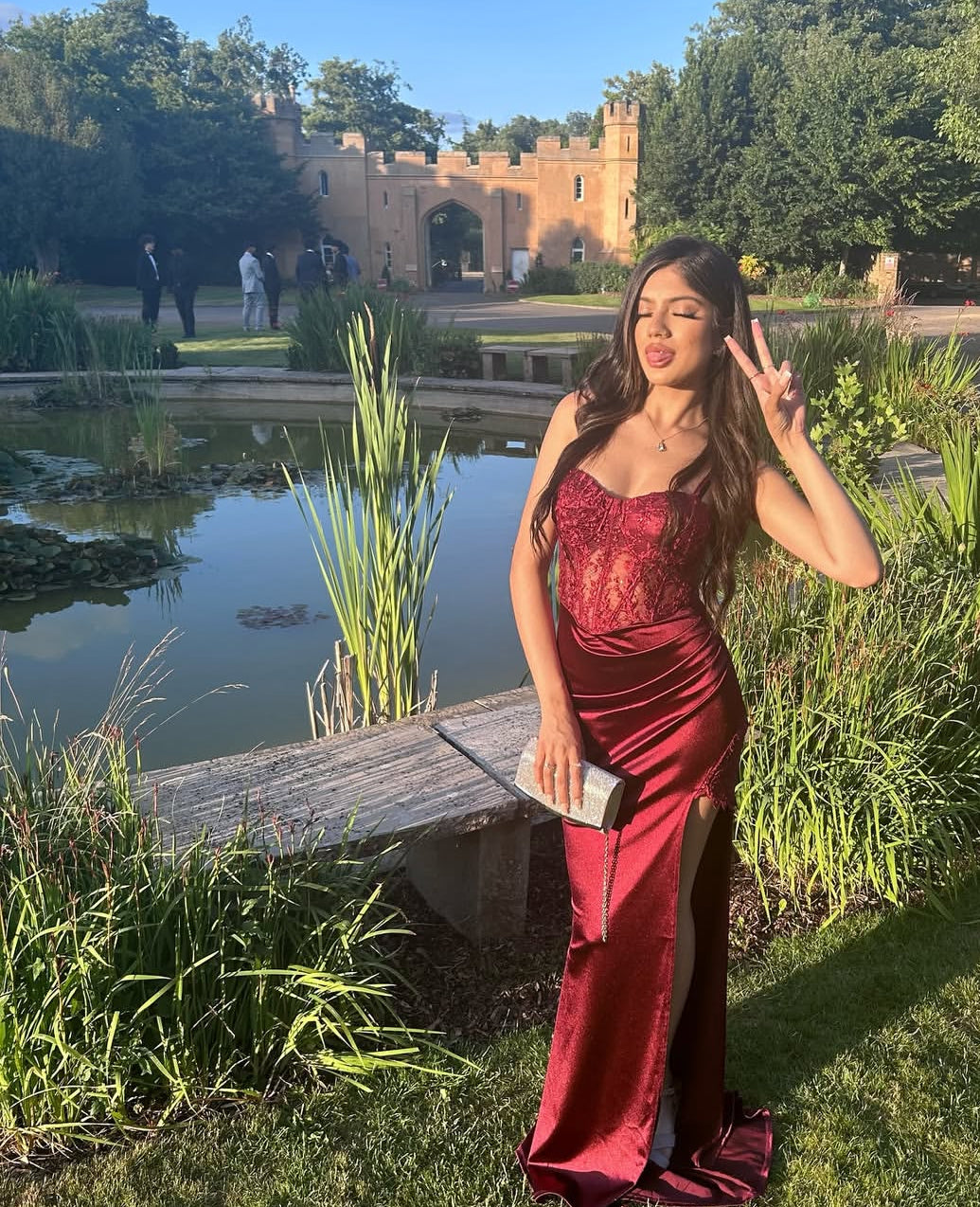 Sweetheart Mermaid Long Prom Dress Applique Burgundy Evening Dress