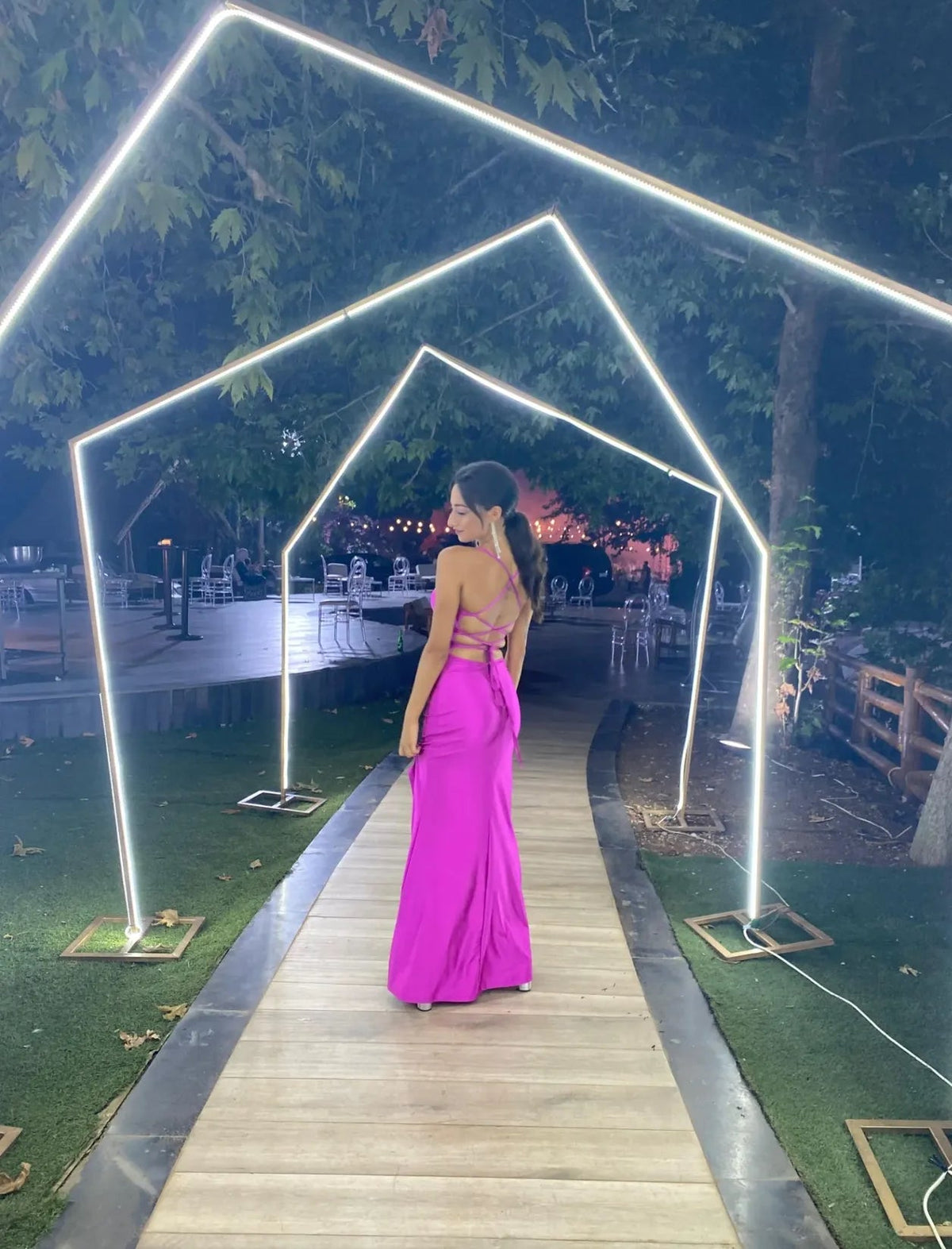 Hot Pink Mermaid Long Prom Dress Backless Evening Dress J7829