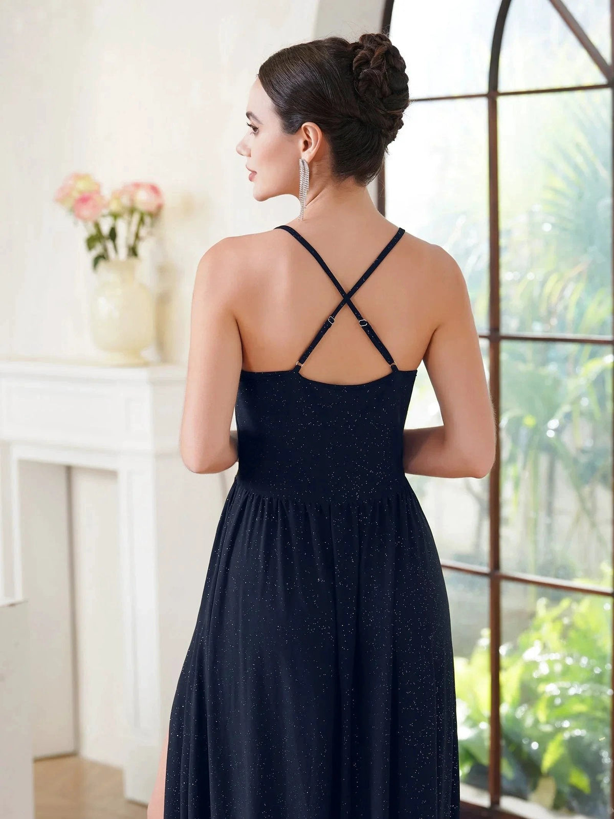 Beautiful A-line sleeveless Dark Green Bridesmaid Dress With Split Front (ZD12853)
