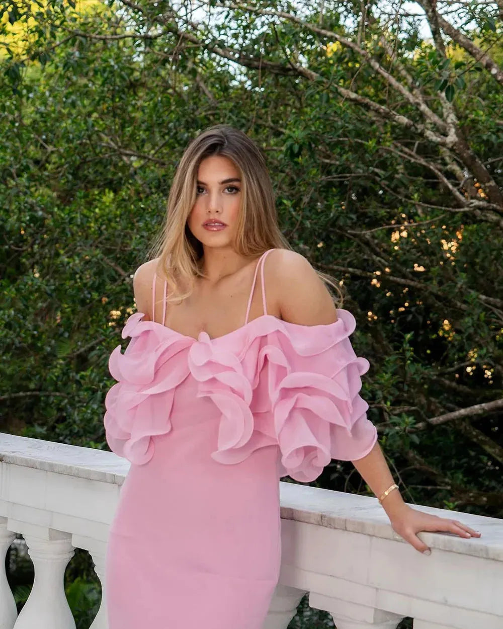 Elegant Pink Straight Long Evening Dresses Chiffon Off the Shoulder Wavy Pleats Women Formal Party Dress Prom Gowns