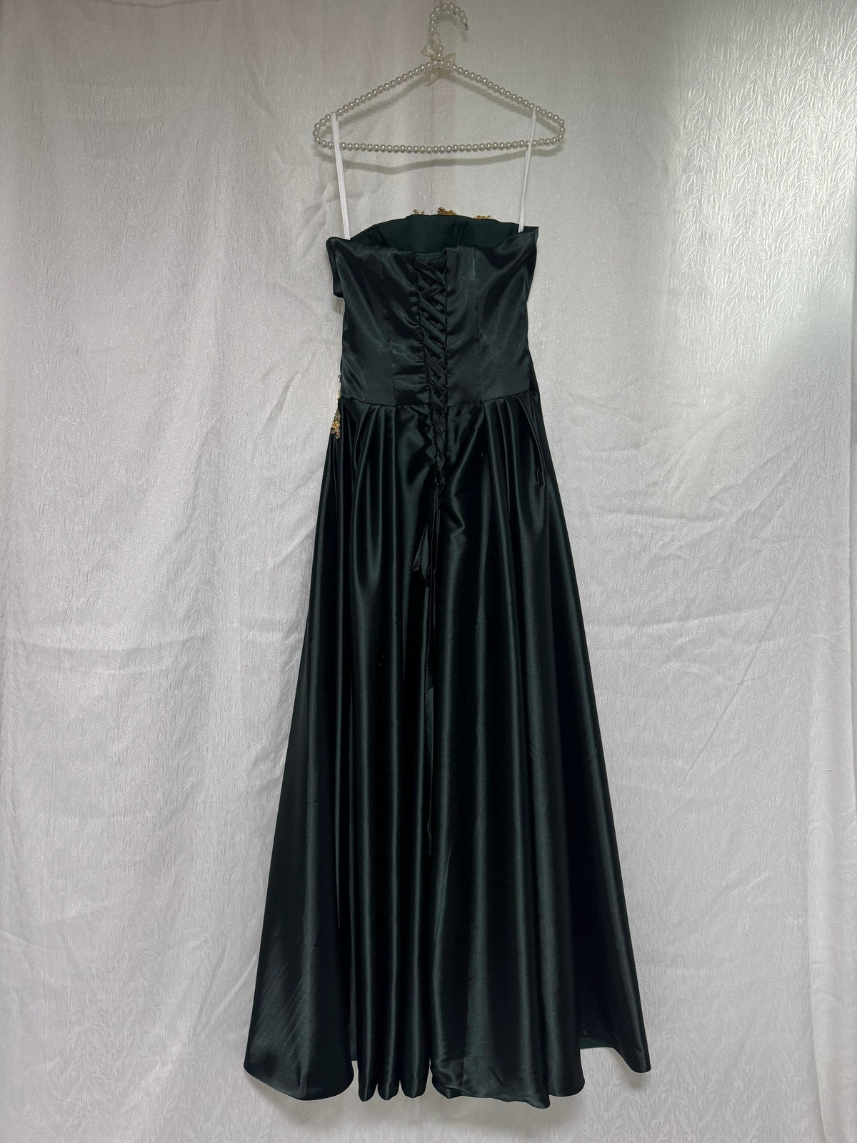 Stunning A Line Satin Prom Party Dress With Beading Modest Graduation Dress - View 2 | VelvetHem