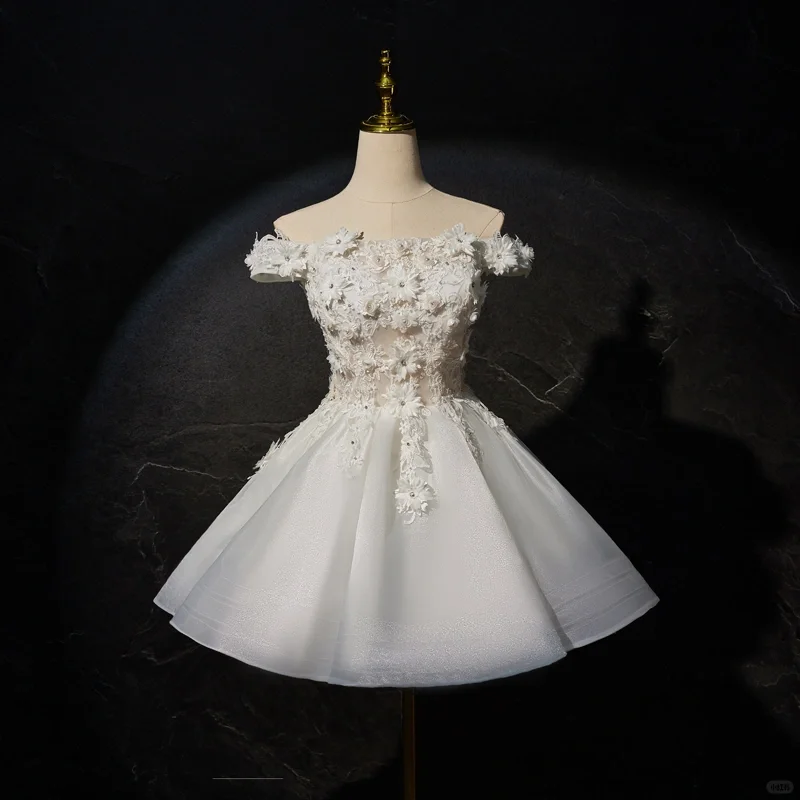 Sweet Off The White Organza Appliques A Line Short Party Dress 17th Birthday Dress