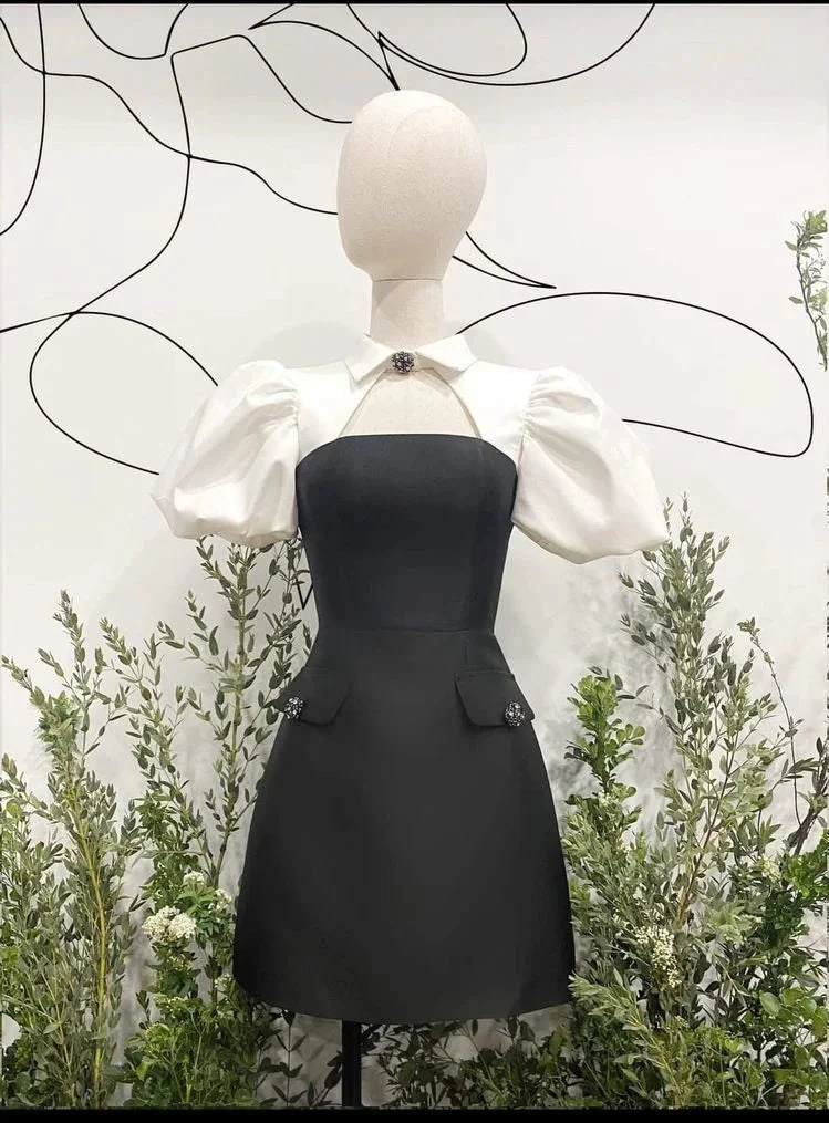 New Arrival A-line Homecoming Dress Puffy Sleeves Graduation Dress (ZD12011)