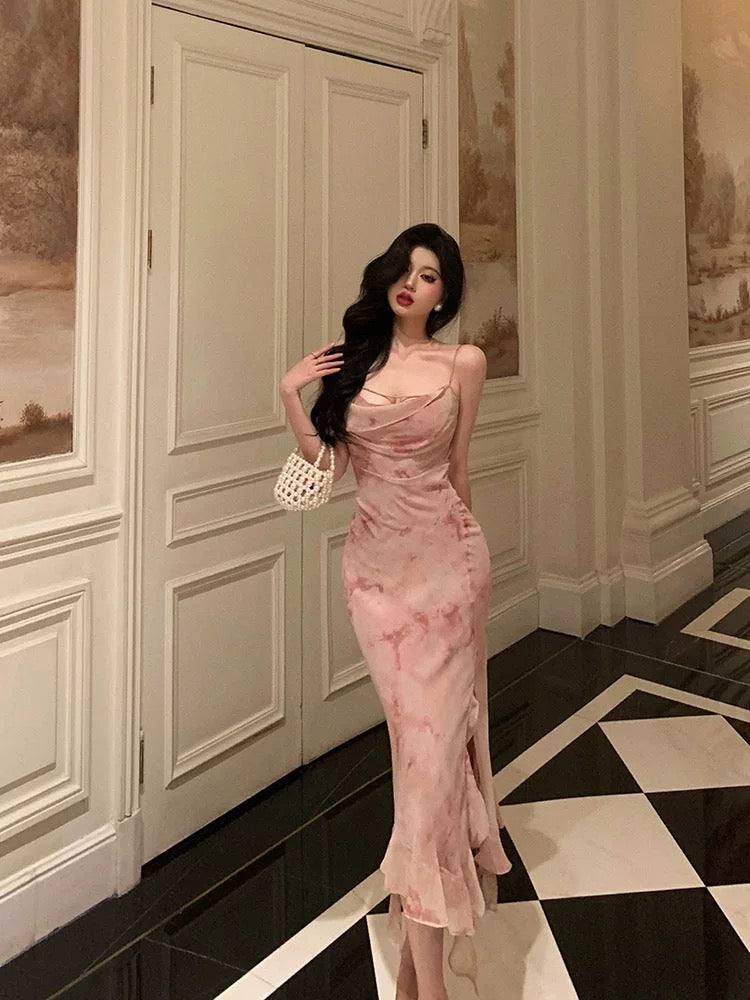 Classy Mermaid Spaghetti Straps Pink Prom Dresses Birthday Outfits Evening Gown - View 4 | FashionDia