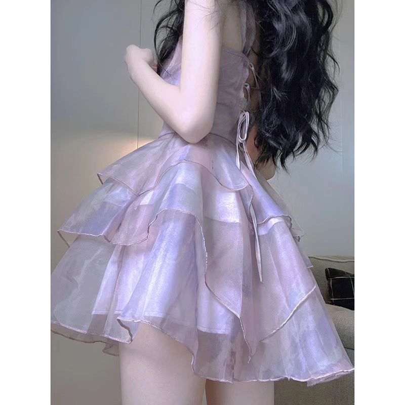 Cute Ball Gown Straps Lilac Short Cocktail Dresses Birthday Outfits - View 4 | FashionDia