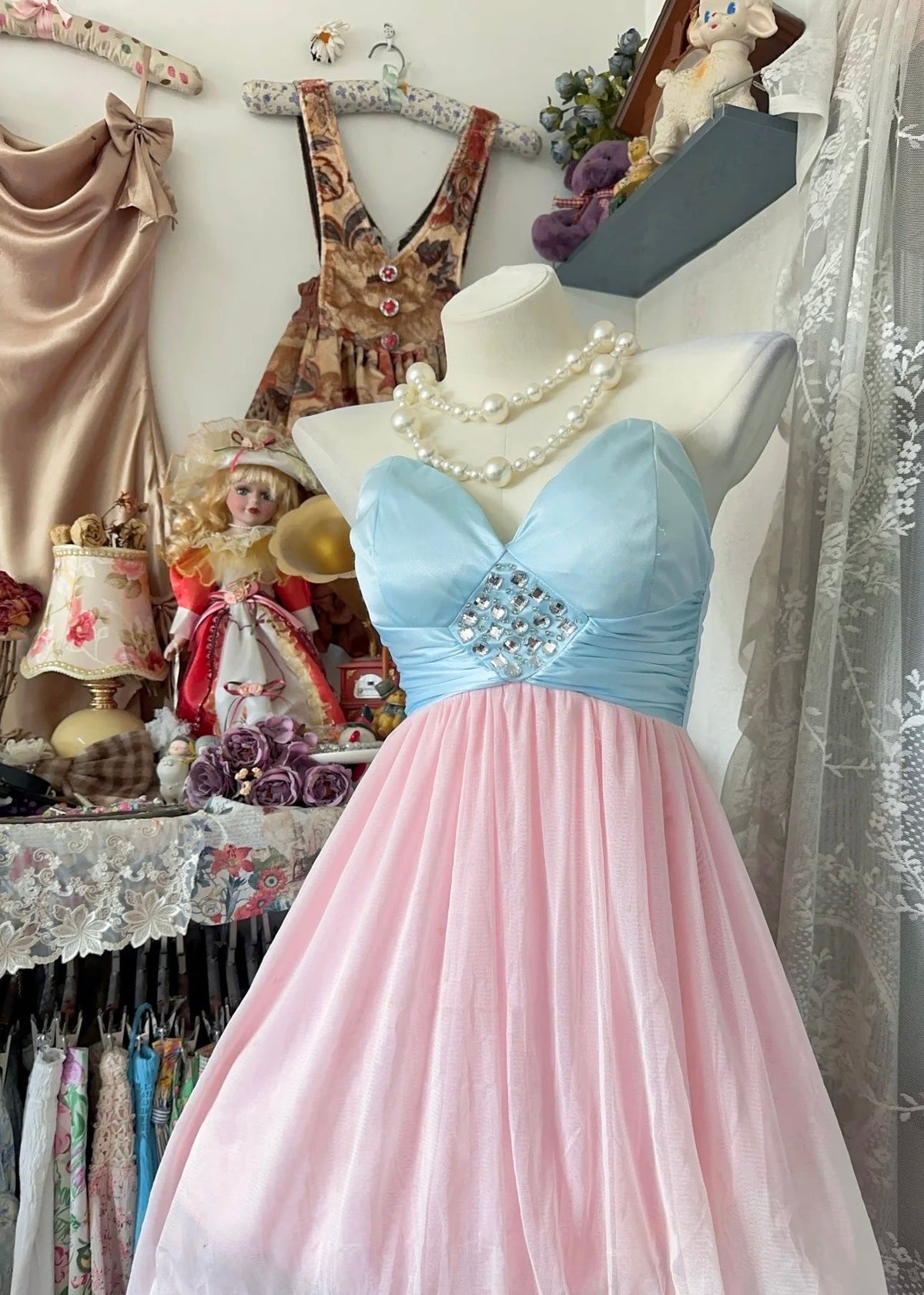 Sweetheart A-Line Homecoming Dress Blue Chiffon Prom Dress