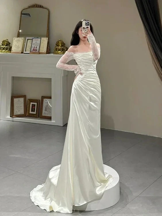 Princess Simple Dress, Ivory Prom Dress, Evening Dress, Feminine Party Dress, Wedding Dress Y6863 by simplepromdress