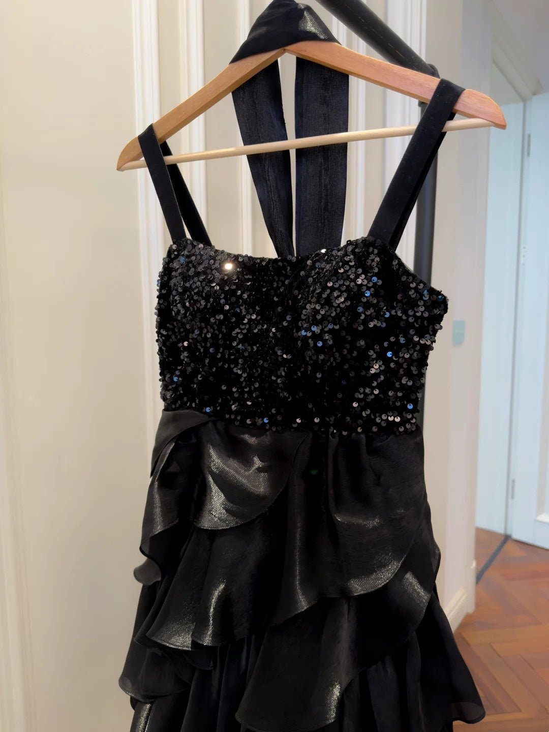 A-Line Black Layered Homecoming Dress Ruffled Birthday Dress