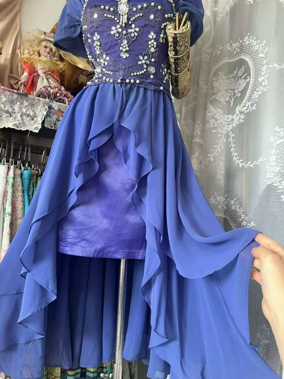 A-Line Blue Chiffon Birthday Dress Princess Homecoming Dress