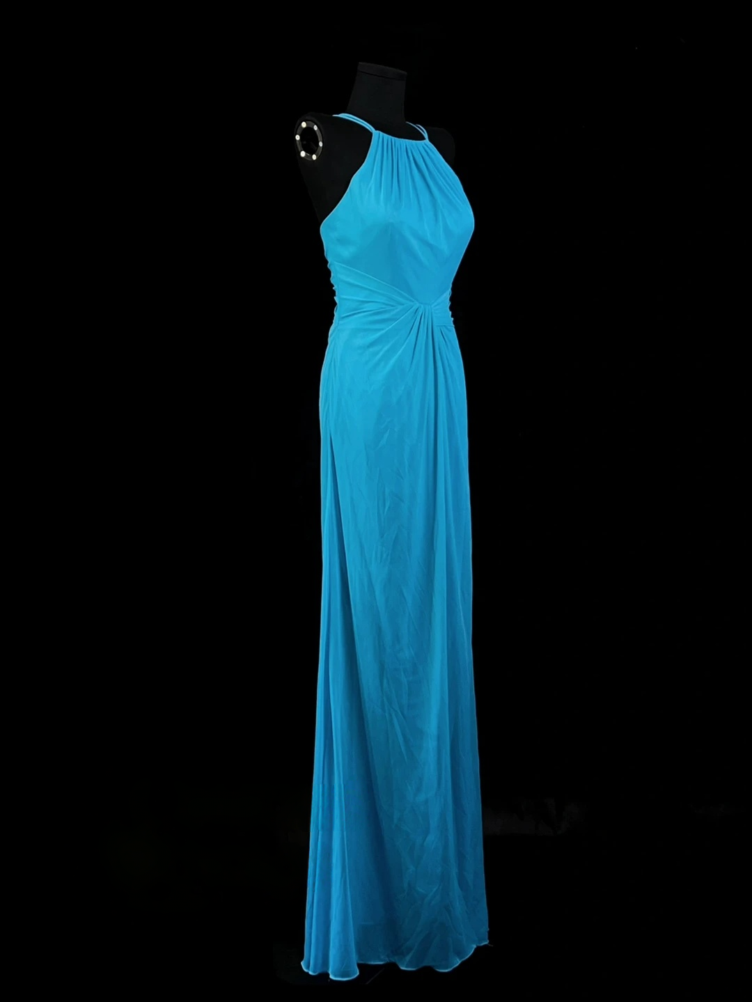 A Line Blue Chiffon Wedding Guest Dress Formal Prom Dress J10139