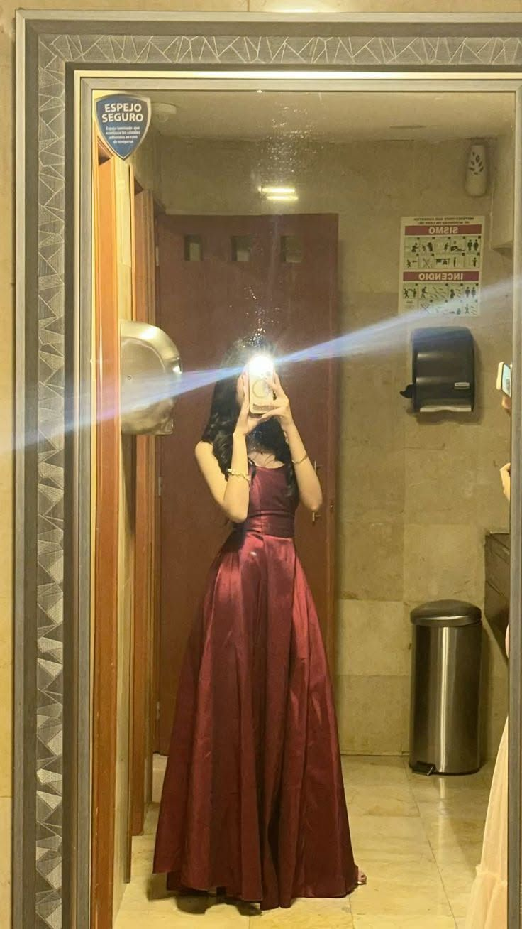 A-Line Burgundy Satin Formal Prom & Evening Dress