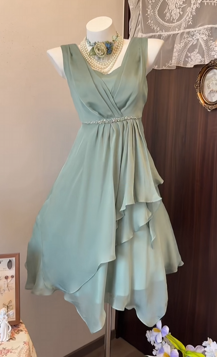 A Line Chiffon Ruffled Homecoming Dress Short Party Dress J11038