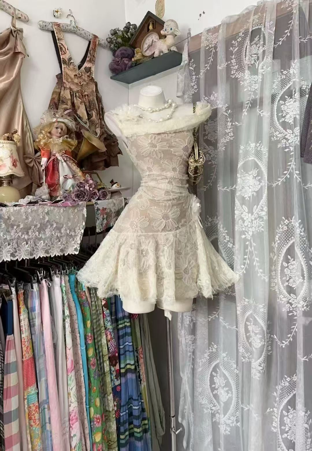 A-Line Flower Lace Birthday Dress Short Homecoming Dress