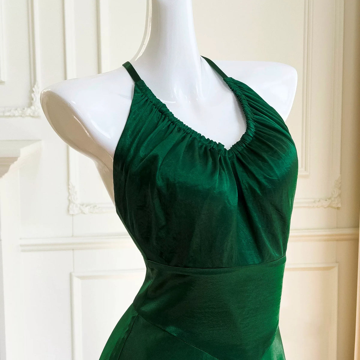A Line Green Retro Formal Prom Dress Elegant Evening Gown J11741