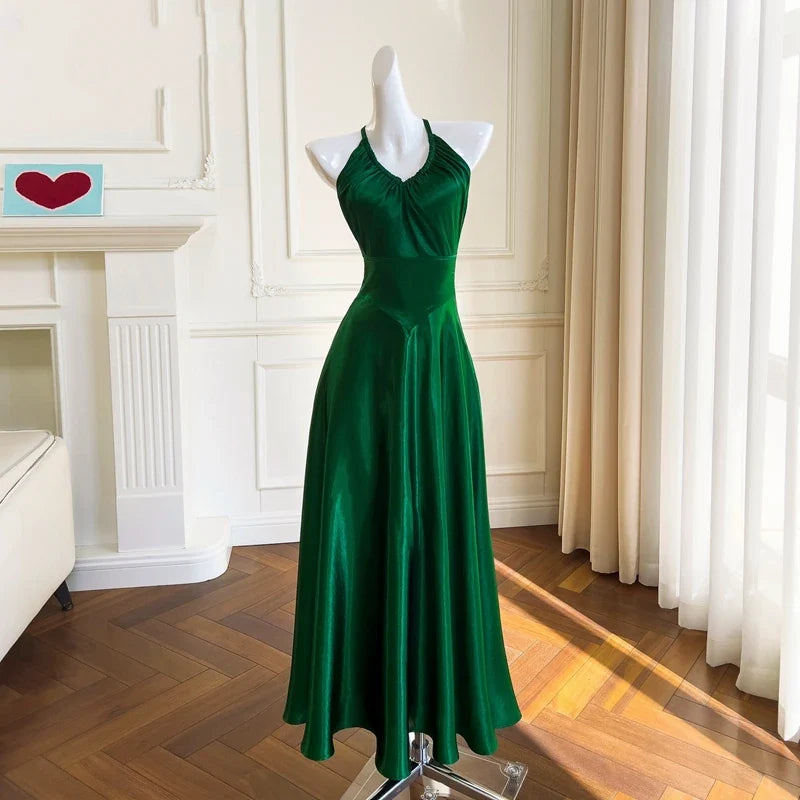 A Line Green Retro Formal Prom Dress Elegant Evening Gown J11741