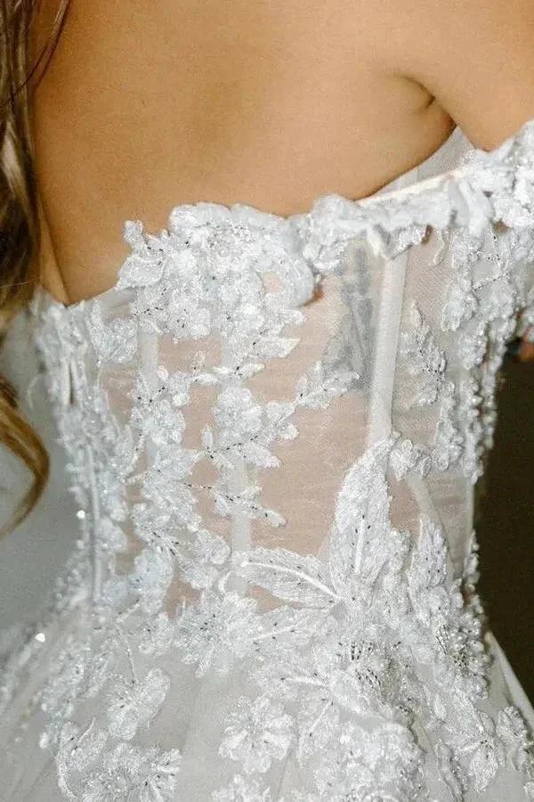 A Line Off the Shoulder Appliques Bohemian Wedding Dresses Bridal Gown (ZD16149)