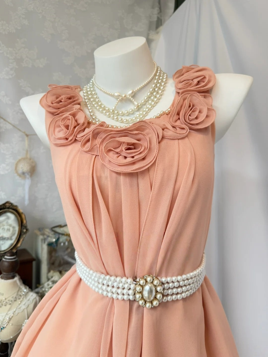 A Line Peach Chiffon Short Homecoming Dress J10801