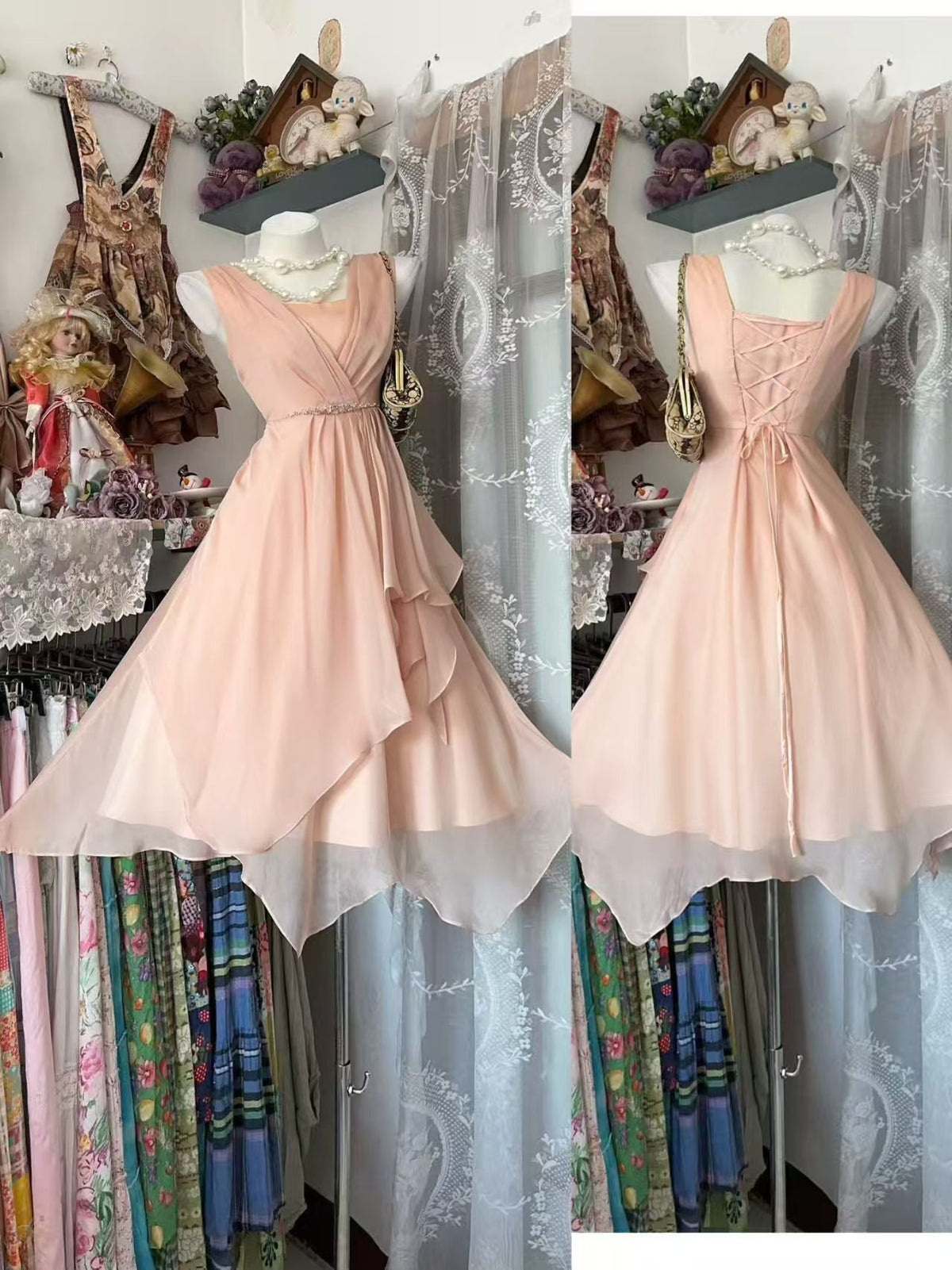 A Line Pink Birthday Dress Beaded Homecoming Dress J10080