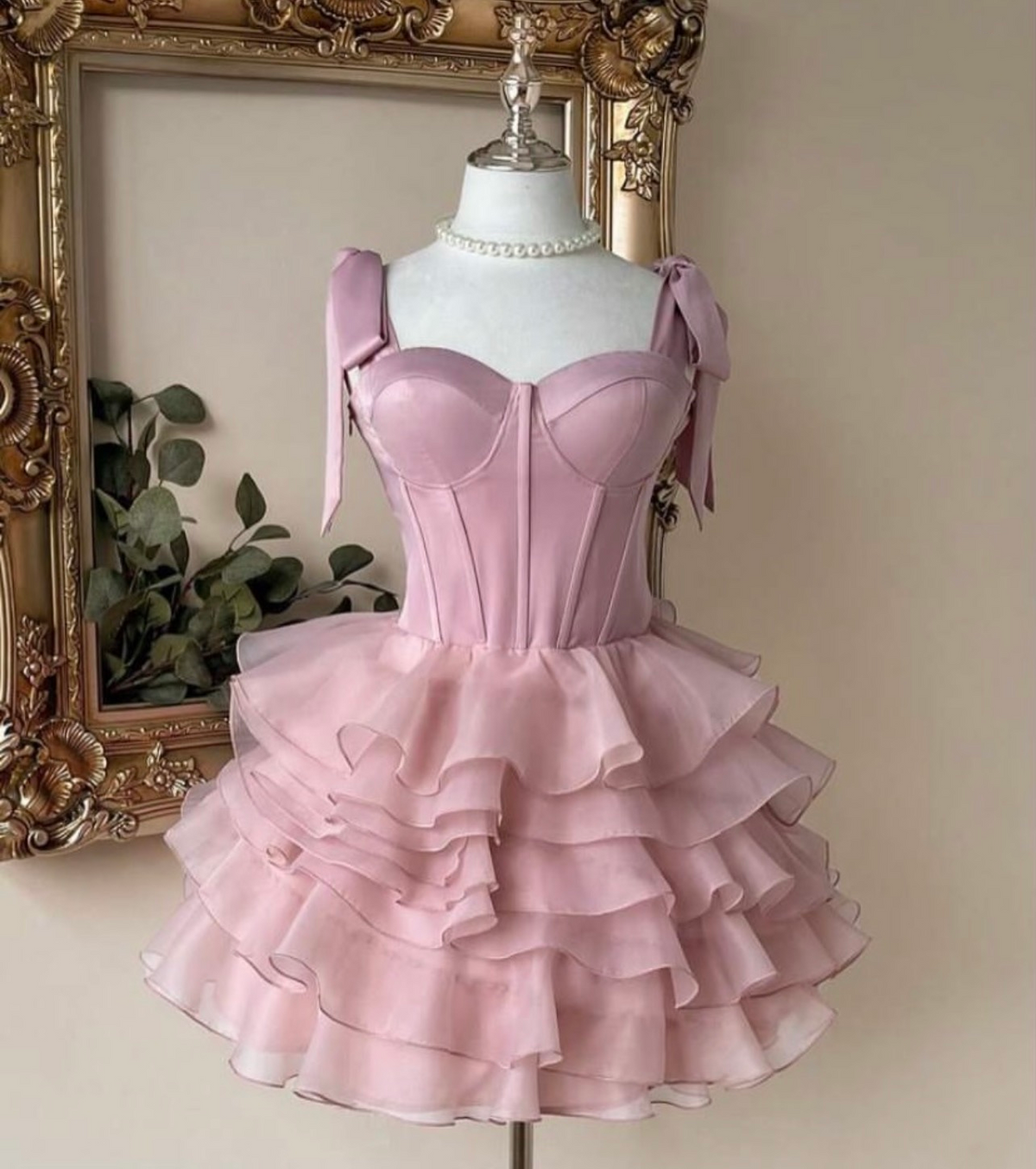 A-Line Pink Homecoming Dress Layered Birthday Dress