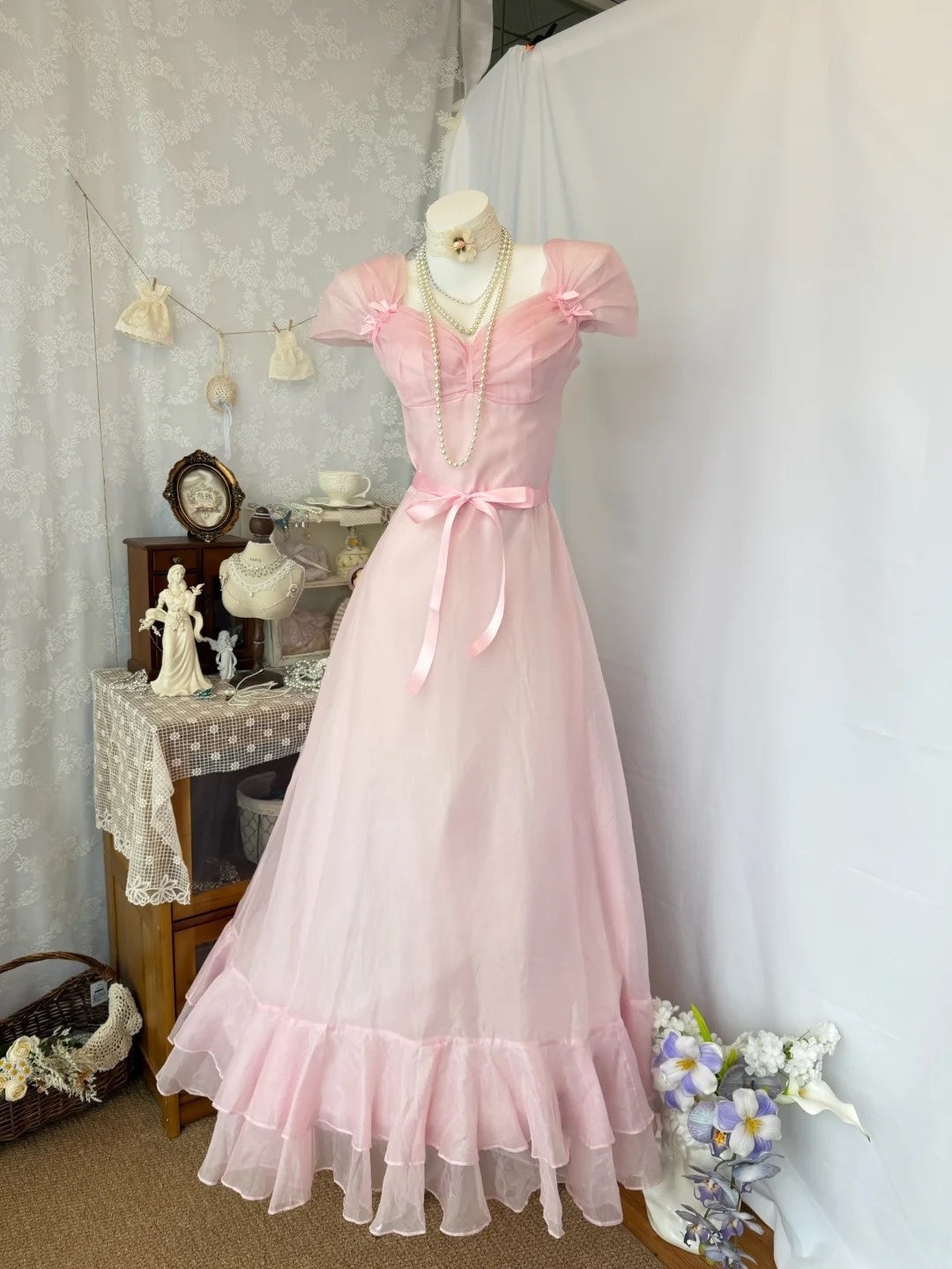 A-Line Pink Retro Prom Dress Sweet Birthday Dress
