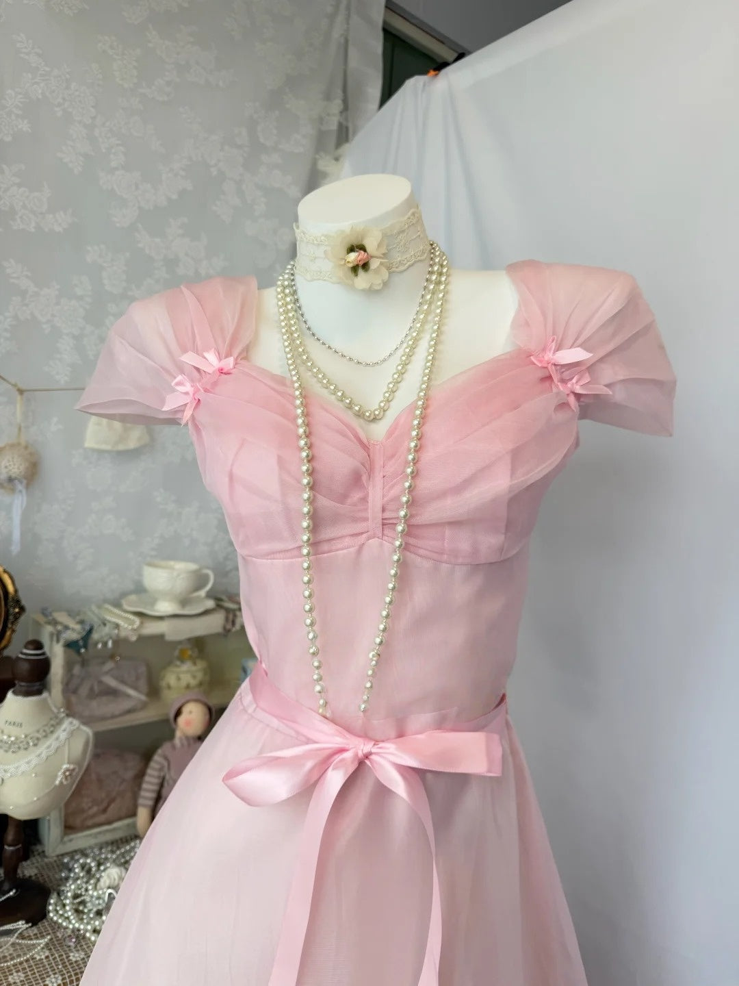 A-Line Pink Retro Prom Dress Sweet Birthday Dress