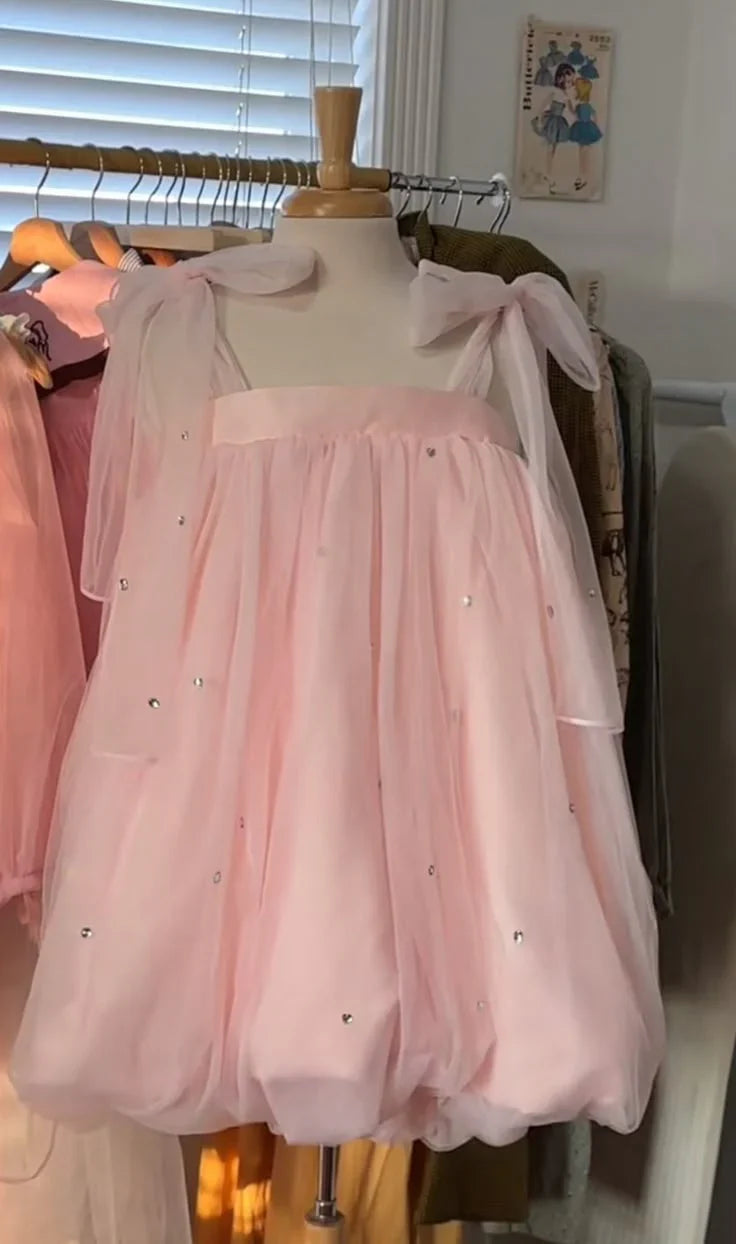 A-Line Pink Short Homecoming Dress Tulle Birthday Dress