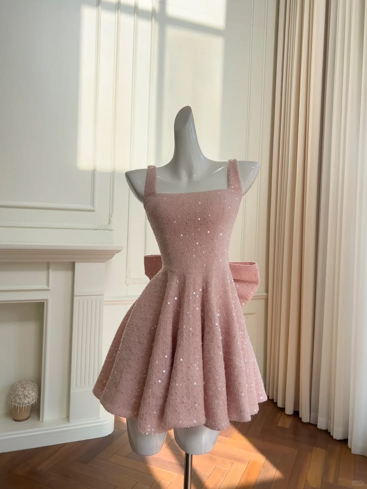 A Line Pink Sparkle Homecoming Dress Short Birthday Dress J10785