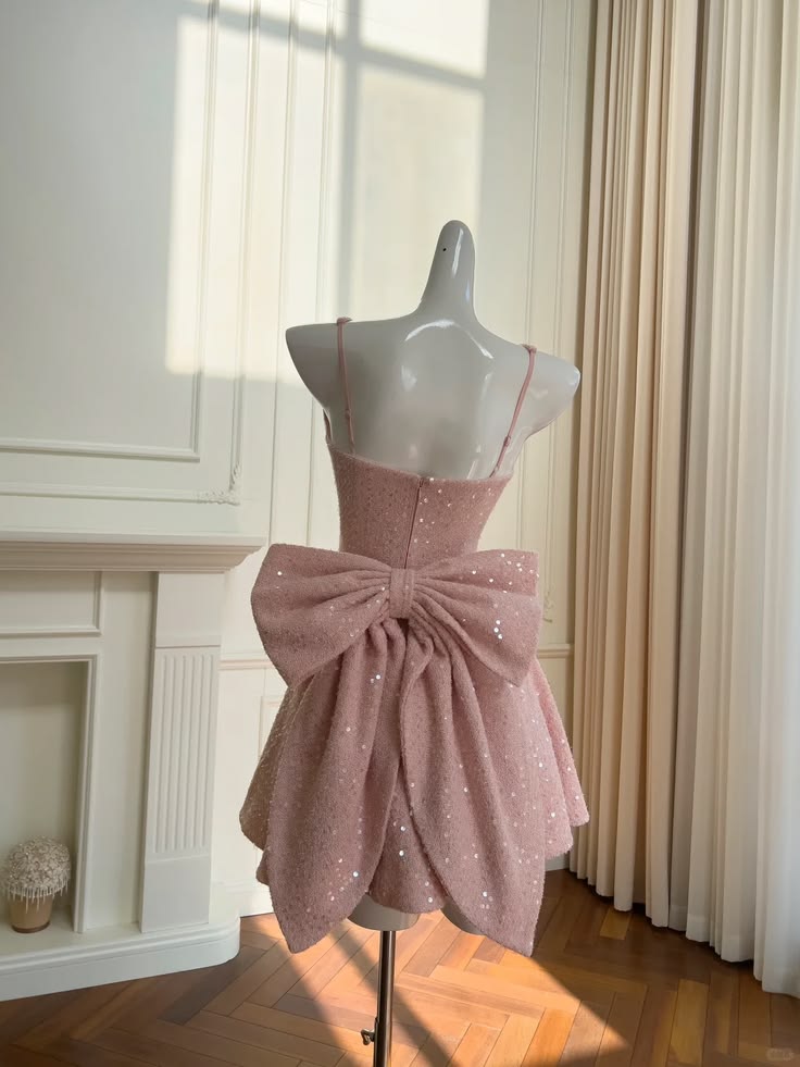A Line Pink Sparkle Homecoming Dress Short Birthday Dress J10785