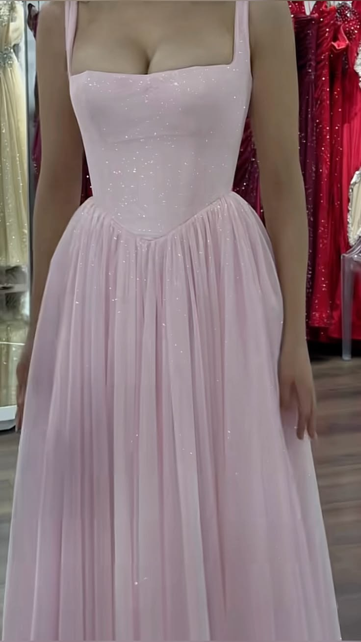 A-Line Pink Sparkle Prom Dress Formal Wedding Guest Dress
