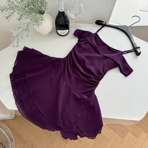 A-Line Purple Chiffon Short Homecoming Party Dress