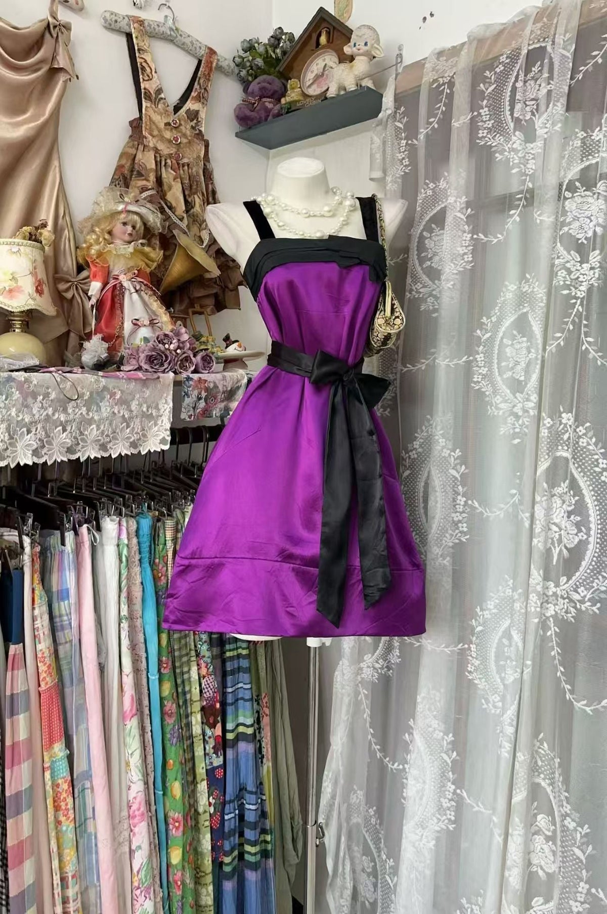 A-Line Purple Satin Short Homecoming Party Dress