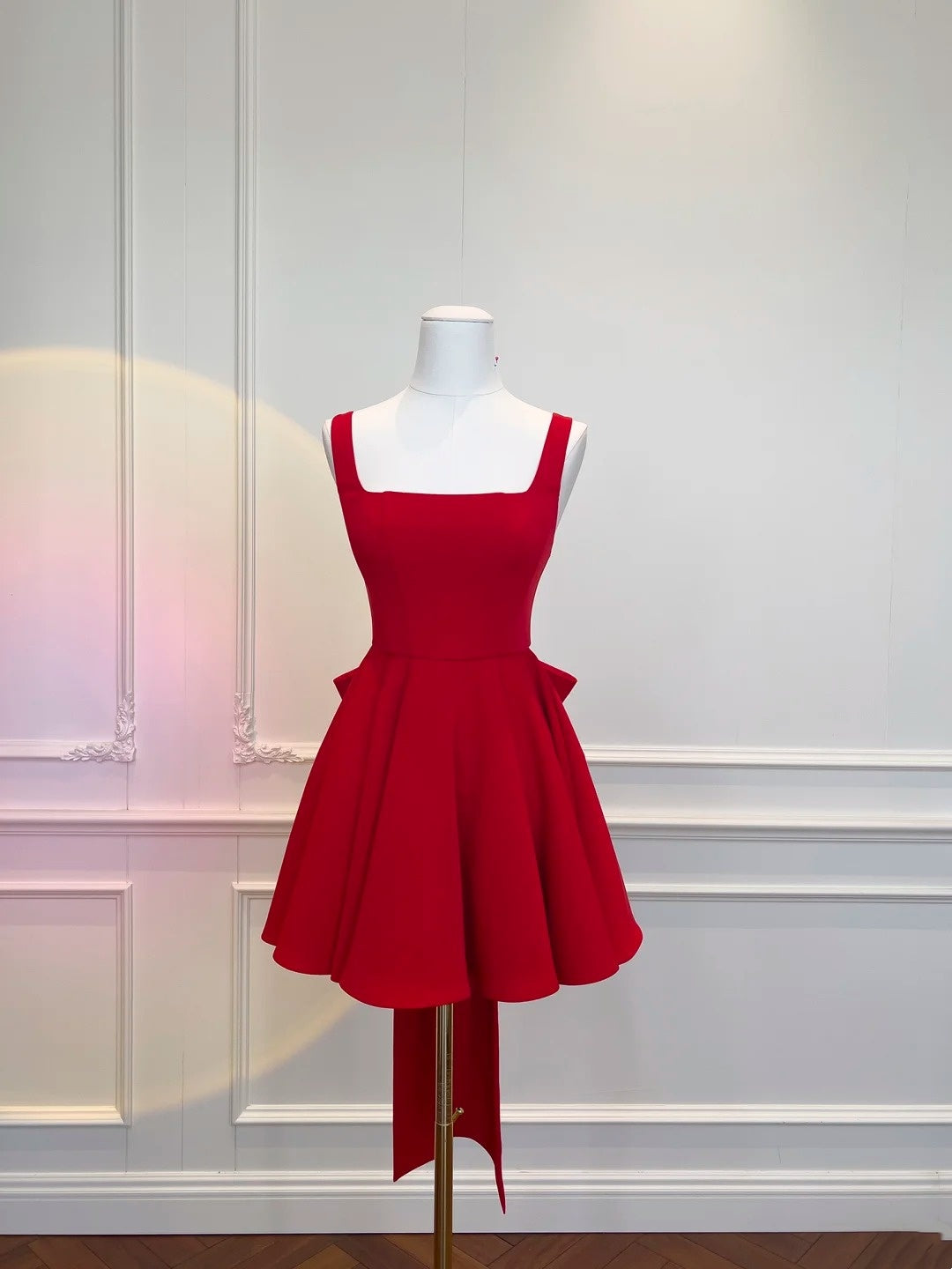 A-Line Red Birthday Dress With Bow Short Homecoming Dress