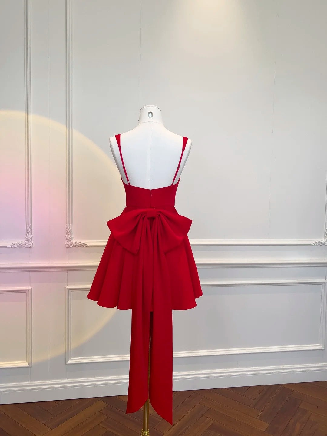 A-Line Red Birthday Dress With Bow Short Homecoming Dress