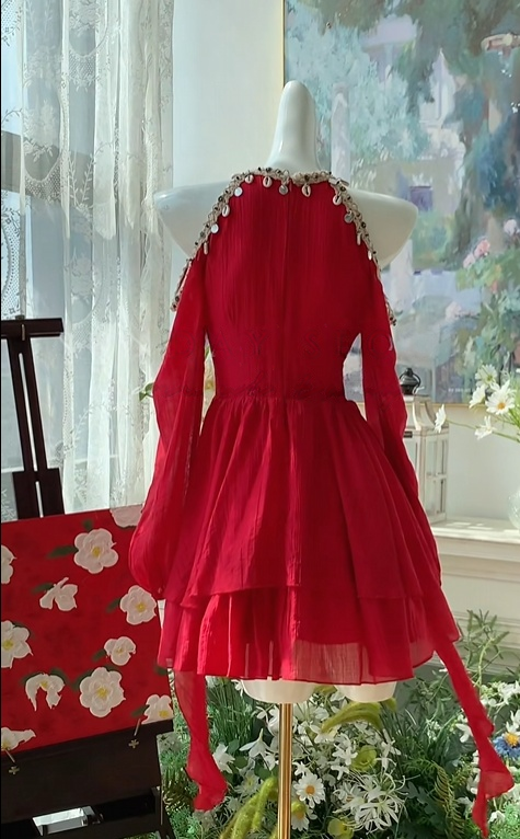 A Line Red Chiffon Homecoming Dress Short Birthday Dress J10973