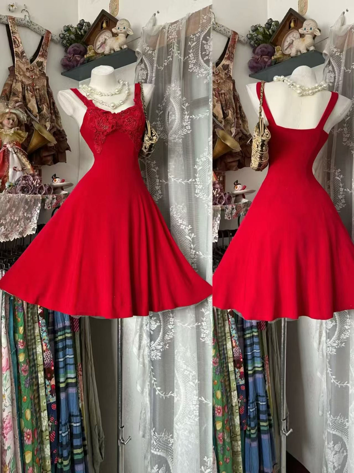 A-Line Red Retro Short Homecoming Party Dress