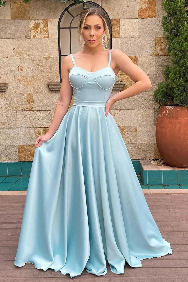 A Line Spaghetti Straps Sweetheart Ruched Long Bridesmaid Dress BD110 by pgmdress