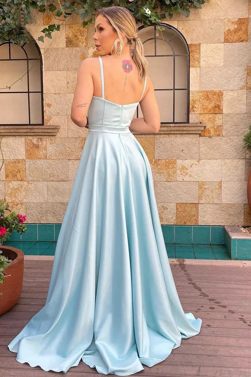 A Line Spaghetti Straps Sweetheart Ruched Long Bridesmaid Dress (ZD13283)