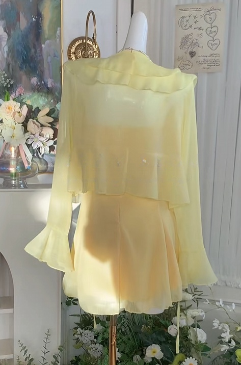 A Line Yellow Chiffon Homecoming Dress Short Party Dress J10983