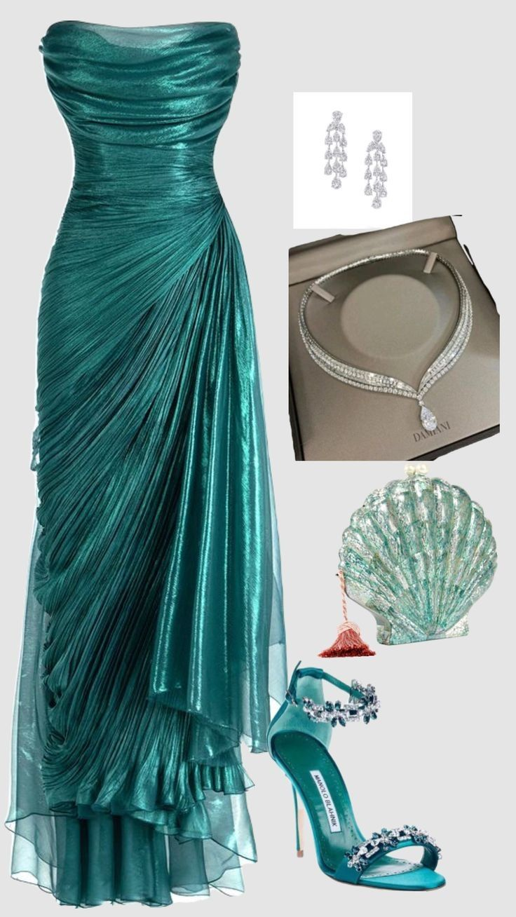 Unique Green Strapless Tulle Ruched Evening Gown Long Party Prom Dress
