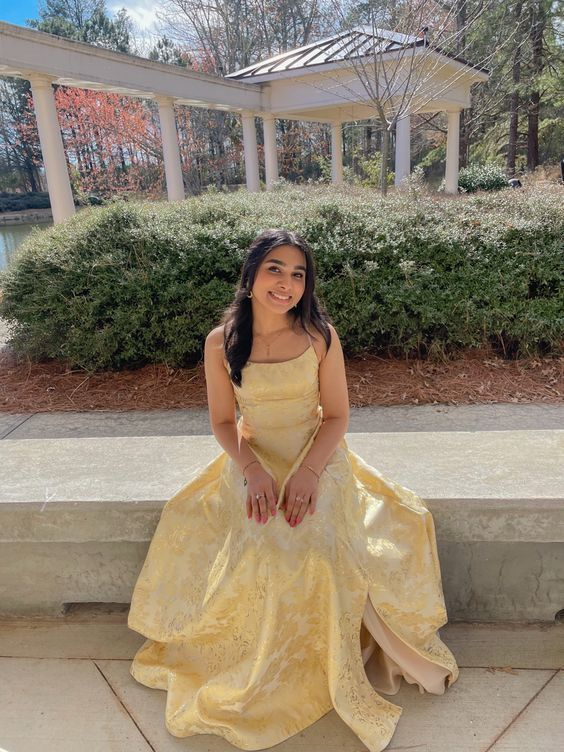 Beautiful Yellow A-Line Long Formal Gown, Party Prom Dress - FashionDia